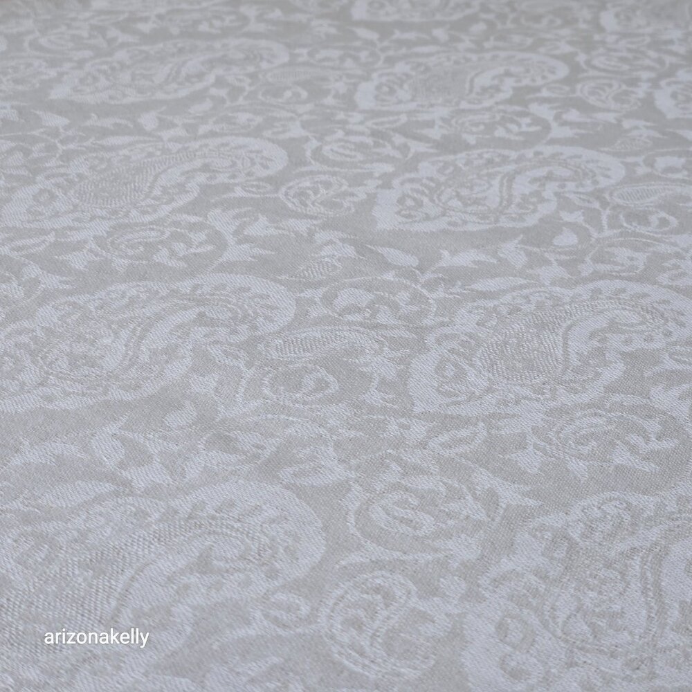 Cashmere Scarf Shawl Wrap Ivory White Jacquard Lightweight